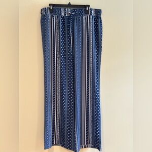 Blue Striped Wide Leg Pants